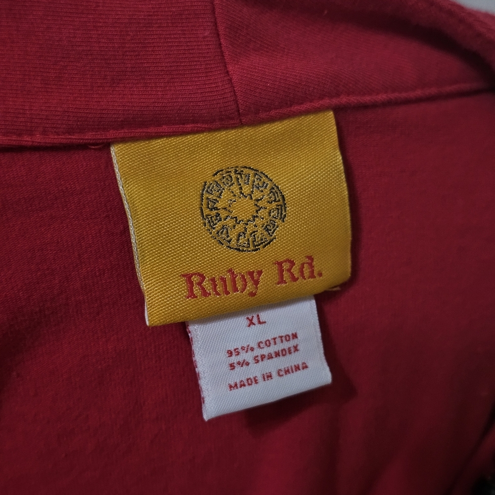 Ruby Rd. Red Blouse with Black Accents - Picture 8 of 8
